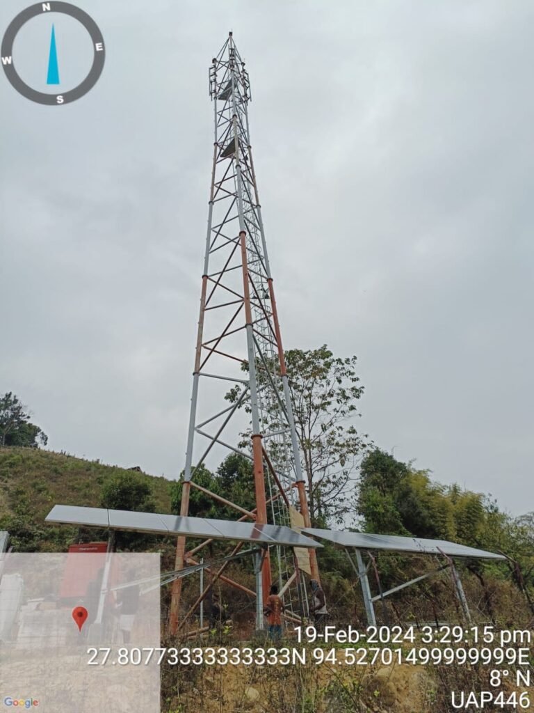 Ground-mounted solar array at an Airtel telecom site